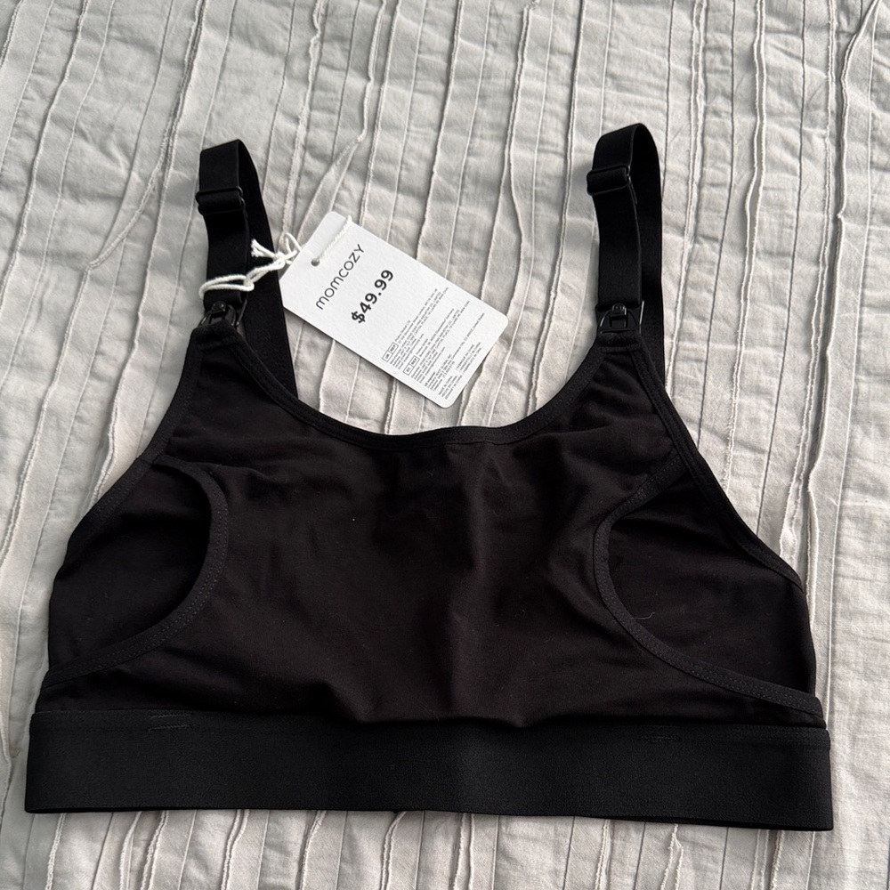 MOMCOZY Black Women's Hands-Free Pumping Bra XS
